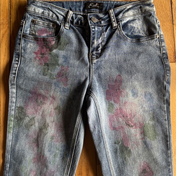 EARL Y2K Floral Design Skinny Ankle Jeans - Picture 2 of 6